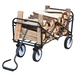 FURNIinspire Wheelbarrows And Lawn Carts Multi-Purpose Outdoor Utility Cart, Foldable Wagon With Metal Frame And Handle, Red, 41“*21"*47" -HV GUEST ddfa4525 820c 44bf 828e 491b924c3be4
