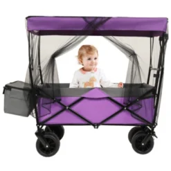 FURNIinspire Outdoor Serving Carts 480Lbs Collapsible Wagon With Canopy Lightweight Foldable Wagon With Mosquito Net, Purple, 45.28"*22.83"*38.78" 11 FURNIinspire Outdoor Serving Carts 480Lbs Collapsible Wagon With Canopy Lightweight Foldable Wagon With Mosquito Net, Purple, 45.28"*22.83"*38.78" -HV GUEST de2e35de 6231 4a80 ad72 1e494ec2e95b