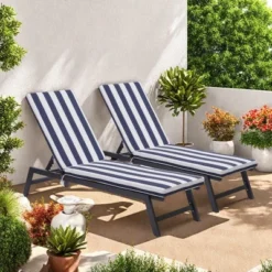 FURNIinspire Outdoor Seat Cushions 2pcs Stripe Patio Furniture Seat Cushion Replacement For Chaise Lounge, Removable Cover, Blue, 74.4"*22.05"*2.76" 9 FURNIinspire Outdoor Seat Cushions 2pcs Stripe Patio Furniture Seat Cushion Replacement For Chaise Lounge, Removable Cover, Blue, 74.4"*22.05"*2.76" -HV GUEST de704621 ccd0 4f5f 8193 498ee439c657