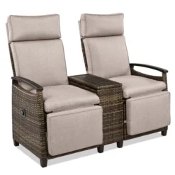 FURNIinspire Patio Accent Chairs, All Weather Outdoor Patio Chairs High Back Couch With Premium Cushions For Garden Backyard, Brown, 47.6"*23.6"*46.1" -HV GUEST deac19b8 2860 481d 874b c2a64aa2c12a