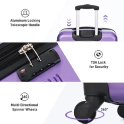 FURNIinspire Bag And Luggage Sets 3 Piece Luggage Set Spinner Suitcase With TSA Lock, Travel Options For Family Travel, Purple, 20" 24' 28" -HV GUEST dee03246 7df5 4ab8 8964 890283b106d6