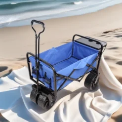 FURNIinspire Wheelbarrows And Lawn Carts Collapsible Garden, Beach Utility Cart With All-Terrain Wheels, Folding Wagon Cart, Blue, 39“*20"*43" -HV GUEST df779c97 2a97 48a4 9d6a e00dccd8ca87