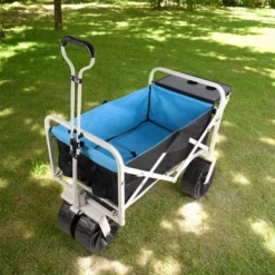FURNIinspire Wheelbarrows And Lawn Carts Folding Wagon Garden Cart, Multi Function Garden Cart For Carrying, Black And Blue, 47“*20"*43" -HV GUEST e0507d37 233c 4a05 845c 5e865b22567f