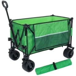 FURNIinspire Outdoor Serving Carts Colorful Heavy-Duty 480lbs Folding Wagon Cart With Bonus Picnic Mat All Terrain Wheels, Green, 37.4"*23.03"*38.98" -HV GUEST e0c48e78 8444 450c 9d78 9993810f792a