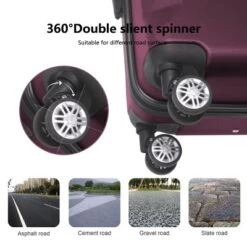 FURNIinspire Bag And Luggage Sets 3 Piece Rolling Luggage, Travel Hard Suitcase With Wheels, Stylish Suitcase Set, Purple, 21.06"*11.81"*30.31" 9 FURNIinspire Bag And Luggage Sets 3 Piece Rolling Luggage, Travel Hard Suitcase With Wheels, Stylish Suitcase Set, Purple, 21.06"*11.81"*30.31" -HV GUEST e20d1220 e647 45b0 ad7b d9f1bd0d3250