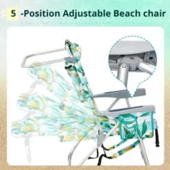 FURNIinspire Outdoor Portable Chair Adjustable Back And Extra Storage For Comfort And Relaxation, Lemon, 24.8"*27.56"*38.89" -HV GUEST e21a8365 fb7b 46ea 932a ede1be758b71