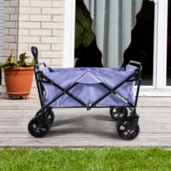 FURNIinspire Outdoor Serving Carts 220Lbs Collapsible Folding Beach Wagon Cart Wagons Carts Heavy Duty Foldable, Purple, 35.43"*23.47"*22.44" -HV GUEST e366a478 e78c 40dc aa9c be6e533897f2