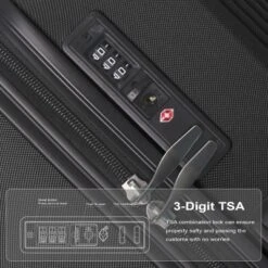 FURNIinspire Bag And Luggage Sets 3 Piece Rolling Luggage, Travel Hard Suitcase With Wheels, Stylish Suitcase Set, Black, 21.06"*11.81"*30.31" -HV GUEST e3b32d6f c4a5 4ff8 a059 17da31754db3