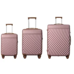 FURNIinspire Bag And Luggage Sets 3 Piece Rolling Luggage Travel Suitcase Set, Lightweight Durable Suitcases With Wheels, Pink, 21.06"*11.81"*30.31" -HV GUEST e45967cd 993d 4975 8c56 4b37da76619f