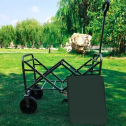 FURNIinspire Outdoor Serving Carts Collapsible Foldable Wagon Cart Beach Wagon Utility Wagon Grocery Cart Camping, Green, 26.62"*15.55"*30.07" -HV GUEST e49c1dbe 0723 46aa ac7b 0e40831852e9