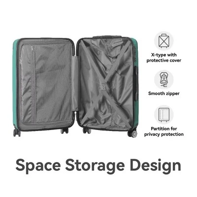 FURNIinspire Bag And Luggage Sets 3 Piece Rolling Luggage, Hard Shell Travel Suitcases Set With Wheels Telescopic Handle, Green, 21.06"*11.42"*30.12" 6 FURNIinspire Bag And Luggage Sets 3 Piece Rolling Luggage, Hard Shell Travel Suitcases Set With Wheels Telescopic Handle, Green, 21.06"*11.42"*30.12" - Image 4