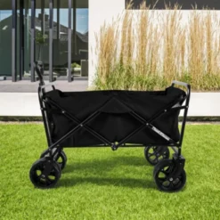 FURNIinspire Outdoor Serving Carts 220Lbs Collapsible Folding Beach Wagon Cart Wagons Carts Heavy Duty Foldable, Black, 35.43"*23.47"*40.16" -HV GUEST e71e1ad8 450b 4d17 a1fe 73b892b1056d