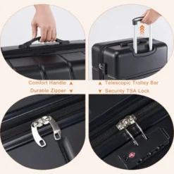 Furniinspire 28 Inch Luggage Check In Luggage Expandable Hardside Suitcase, ABS Durable Lightweight Travel Luggage With TSA Lock, Black, 12"*18"*29.5" -HV GUEST e876df43 f749 4496 93cc 92d1bdbe0647 1
