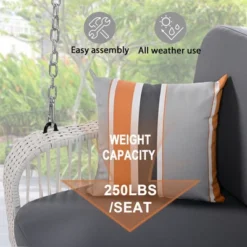 FURNIinspire Patio Swings Wicker Porch Swing, Hanging Bench With Chains, Patio Swing For Backyard Garden Poolside, White And Gray, 49"*20"*22" 10 FURNIinspire Patio Swings Wicker Porch Swing, Hanging Bench With Chains, Patio Swing For Backyard Garden Poolside, White And Gray, 49"*20"*22" -HV GUEST e8a54f57 6dce 408e 8421 ef2f4a3a0f83