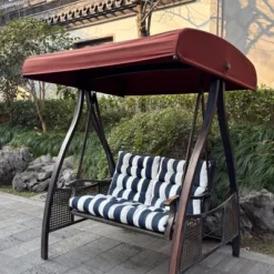 FURNIinspire Outdoor Seat Cushions Patio Chair Cushions Replacements, 2 Pcs Set High Back Seat Cushions, Blue Stripes, Multicolored, 45"*22"*4"