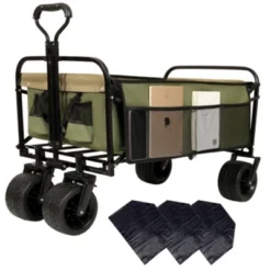 FURNIinspire Outdoor Serving Carts 440lbs Collapsible Foldable Wagon Cart With Strapping System For Camping Sports, Green, 35.04"*22.44"*38.58" -HV GUEST e9d692e8 080e 4172 b9f5 354eb0fe54e7