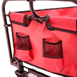 FURNIinspire Wheelbarrows And Lawn Carts Multi-Purpose Outdoor Utility Cart, Foldable Wagon With Metal Frame And Handle, Red, 41“*21"*47" -HV GUEST ec1232cc da45 4178 90b1 bfba7ec82b52