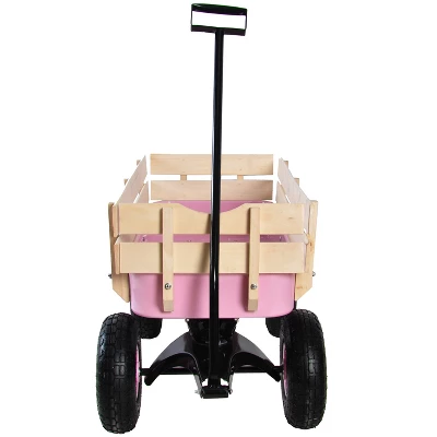 FURNIinspire Wheelbarrows And Lawn Carts Outdoor Wagon Pulling Air Tires Garden Cart, Lawn Cart With Pull Handle, Pink, 39“*19"*20" 3 FURNIinspire Wheelbarrows And Lawn Carts Outdoor Wagon Pulling Air Tires Garden Cart, Lawn Cart With Pull Handle, Pink, 39“*19"*20"