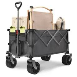 FURNIinspire Outdoor Serving Carts Folding Wagon Cart Beach Wagon 450lb Heavy Duty Foldable Wagon For Camping Sports, Gray, 36.22"*22.05"*39.37" -HV GUEST ee5bfc42 7b13 4123 b446 e0695261a583