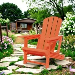 FURNIinspire Patio Accent Chairs Outdoor Folding Chairs Adirondack Chair, Portable Chair With Handles For Beach, Backyard, Orange, 31.4"*29.6"*36.4" -HV GUEST ee7a82cd 5f05 4af1 a500 191f90af4c29
