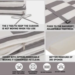 FURNIinspire Outdoor Seat Cushions 2pcs Outdoor Cushion Set Replacement, Gray And White Stripes Seat Cushion, Multicolored, 74.4"*22.05"*2.8" -HV GUEST f0119be5 84f7 477e 9561 e10ecbccdb16