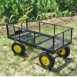 FURNIinspire Wheelbarrows And Lawn Carts Large Garden Cart For Transportation, Ideal For Outdoor Activities, Yellow And Black, 55“*24"*44.5" -HV GUEST f262c82e ed85 4f01 a1c0 4538d78f135a
