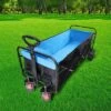 FURNIinspire Wheelbarrows And Lawn Carts Large Capacity Folding Cart Extender Wagon Cart, Lawn Cart For Picnic, Shopping, Black And Blue, 53“*21"*41" -HV GUEST f56cf79f d0ce 4229 ab20 cdf5aa36b8ee