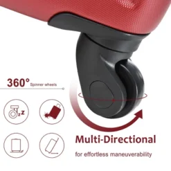 FURNIinspire Luggage 20 Inch Carry On Luggage, Lightweight Durable Suitcase With Wheels For Travel Business, Red, 8.3"*13.6"*21.5"