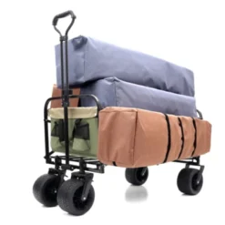 FURNIinspire Outdoor Serving Carts 440lbs Collapsible Foldable Wagon Cart With Strapping System For Camping Sports, Green, 35.04"*22.44"*38.58" -HV GUEST f8d86012 75fa 4def b58d e2d481f9a1c1