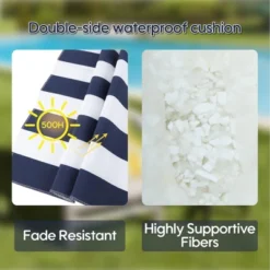 FURNIinspire Outdoor Seat Cushions Patio Chair Cushions Replacements, 2 Pcs Set High Back Seat Cushions, Blue Stripes, Multicolored, 45"*22"*4" -HV GUEST fa3e4ec4 06d7 4ce4 9aed f303a7b82006