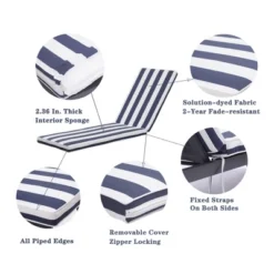 FURNIinspire Outdoor Seat Cushions 2pcs Stripe Patio Furniture Seat Cushion Replacement For Chaise Lounge, Removable Cover, Blue, 74.4"*22.05"*2.76" 10 FURNIinspire Outdoor Seat Cushions 2pcs Stripe Patio Furniture Seat Cushion Replacement For Chaise Lounge, Removable Cover, Blue, 74.4"*22.05"*2.76" -HV GUEST fa95f0bb aa82 47d4 a67f 94d47ec4f5bb