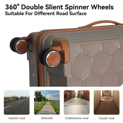 FURNIinspire Bag And Luggage Sets 3 Piece Travel Luggage With Rolling Wheels, Lightweight Hard Shell Suitcase Set, Brown, 20.08"*11.81"*30.12" 3 FURNIinspire Bag And Luggage Sets 3 Piece Travel Luggage With Rolling Wheels, Lightweight Hard Shell Suitcase Set, Brown, 20.08"*11.81"*30.12"