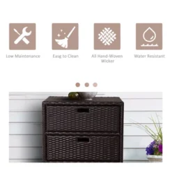 FURNIinspire Utility Storage Cabinet Outdoor Towel Cabinet PE Rattan Pool Storage Organizer Weather Safe Material, Brown, 33.50"*20.90"*24.80" -HV GUEST fdf173d4 a432 4b0e b60a d35acb6e1ac5