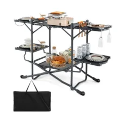 FURNIinspire Outdoor Grills, Griddles And Smokers Professional Camp Kitchen System, For Backcountry, Group Camping, Black, 75.03"*19.23"*6.24" -HV GUEST fe005eba 01bc 484c a9c1 13fc502af51c