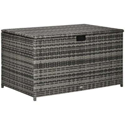FURNIinspire Utility Storage Cabinet 113 Gallon Deck Box Rattan Outdoor Storage Box Waterproof Storage Container, Dark Grey, 47.20"*6.70"*30.70" 7 FURNIinspire Utility Storage Cabinet 113 Gallon Deck Box Rattan Outdoor Storage Box Waterproof Storage Container, Dark Grey, 47.20"*6.70"*30.70" - Image 5