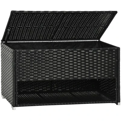 FURNIinspire Utility Storage Cabinet Outdoor Deck Box Shoe Storage PE Rattan Wicker Towel Rack With Furniture Cushions, Black, 39.80"*5.90"*25.00" 7 FURNIinspire Utility Storage Cabinet Outdoor Deck Box Shoe Storage PE Rattan Wicker Towel Rack With Furniture Cushions, Black, 39.80"*5.90"*25.00" - Image 5